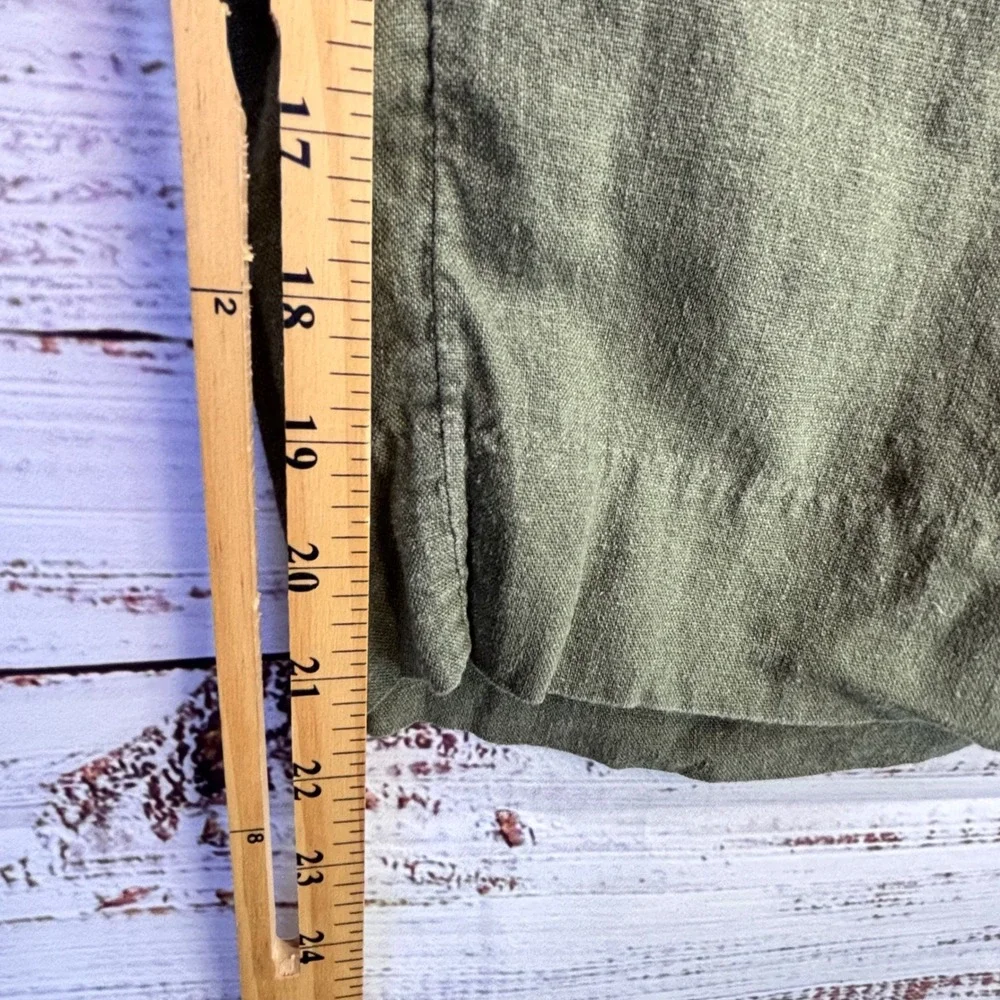 Linen Blend Wide Leg Crop Pants Banana Republic S Olive Green‎ Coastal Earthy
